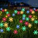 4 Pcs St Patricks Day Outdoor Decorations Solar Lights Waterproof Green 48 LED Swaying Pathway Firefly Stake Lights for Outside Yard Garden Lawn Decorations(Multicolor,Snowflake)