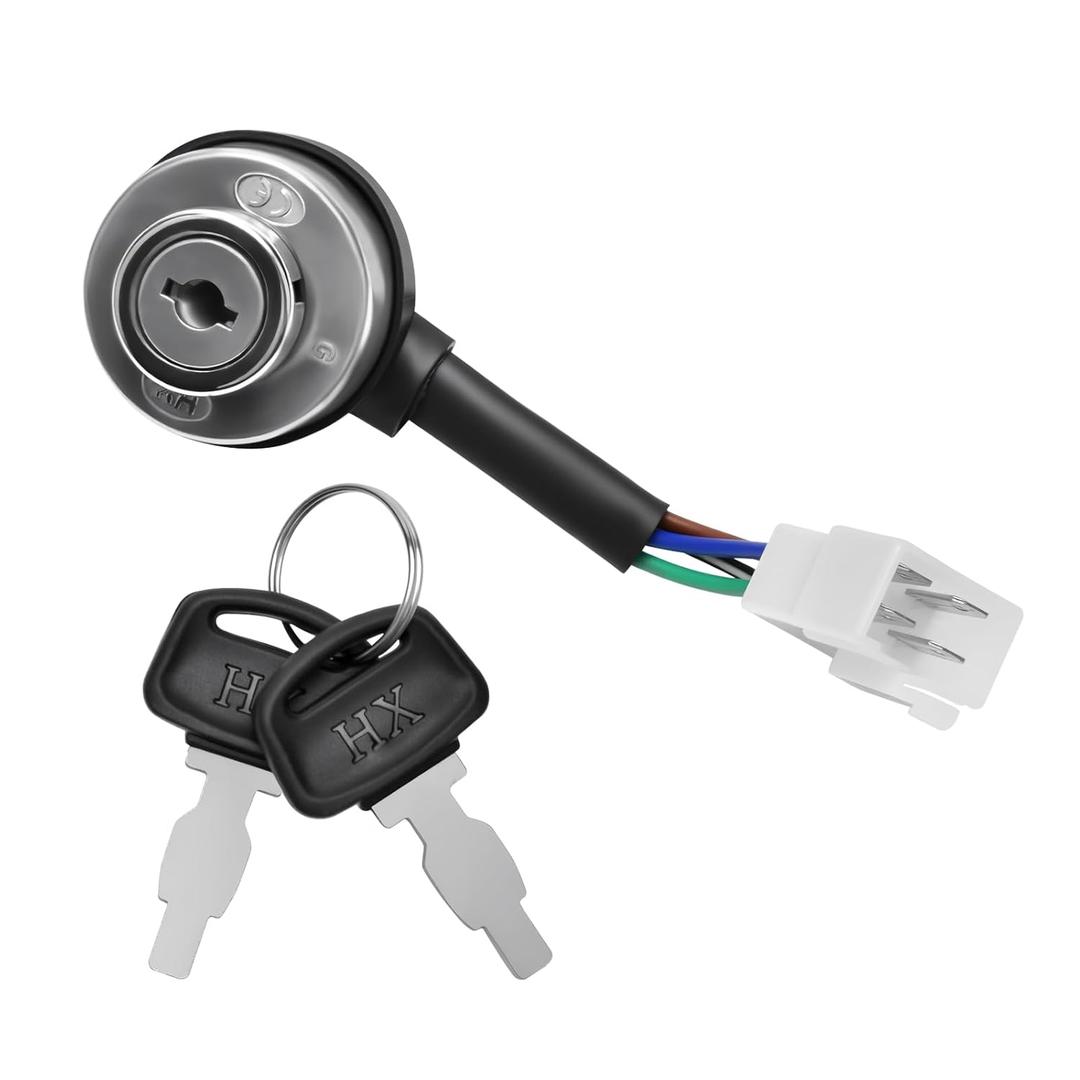 4-Pin Ignition Switch Kit with 2 Keys Compatible with AGT H15R DHKG-H15 Mini Excavator
