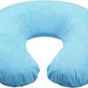 HARFINGTON Inflatable Travel Pillow Airplane Neck Pillow Plush U-Shaped with Removable Washable Cover Blow Up for Office Sleeping Neck Chin Lumbar Support, Light Blue