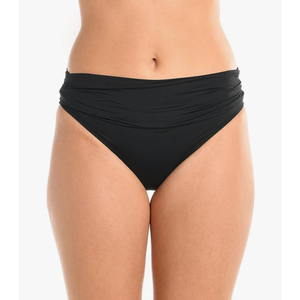 COCOPEAR Full Coverage Bikini Bottoms for Women Mid Rise Bathing Suit Bottoms for Women Ruched Tummy Control Swim Bottoms XL Black
