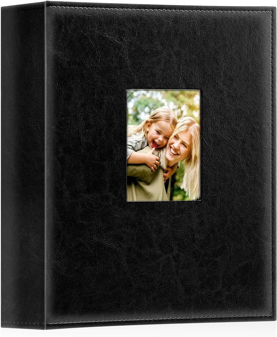 Ywlake Photo Album 4x6 400 Pockets, Leather Photo Albums Holds 400 Vertical Pictures Only Black