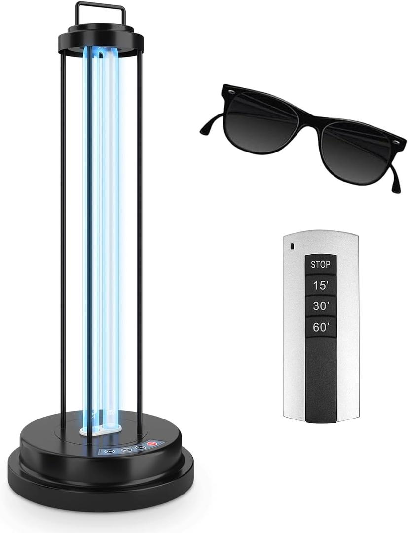 UV Light Sanitizer, 40W Metal Ultraviolet Sanitizer with Ozone, Ultraviolet Light with 3 Speed Timings, Home Disinfection Device, Dust Mites Remover for Room, Kitchen, Hotel, Office