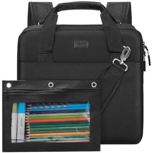 Realove 3 Inch 3 Ring Zipper Binder with Double Shoulder Strap & Handle - 3” D-Ring Binder with Zipper with Multi-Pocket (for 13” Laptop & Tablet and Smaller) for School-Black(Pen not Included)