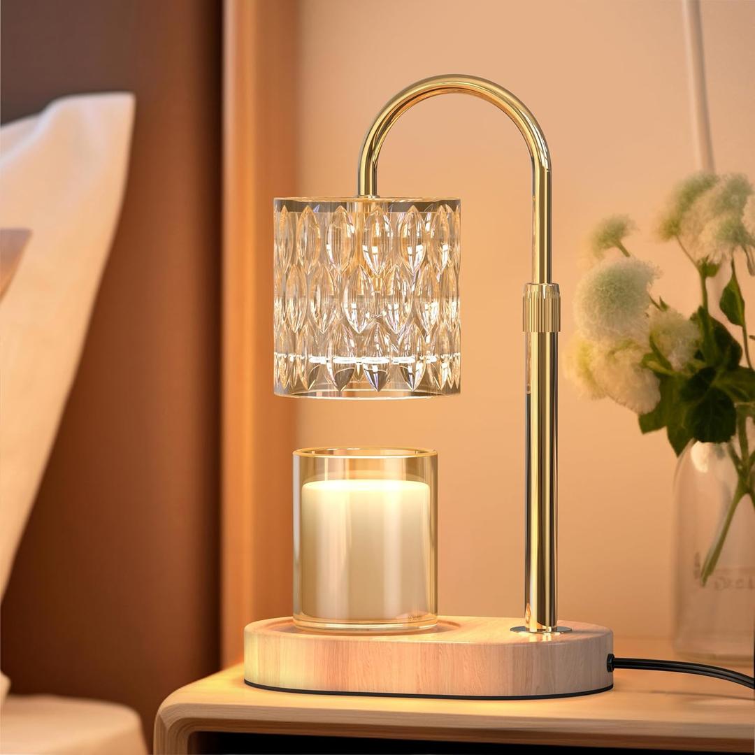 Candle Warmer Lamp with Timer and Adjustable Height, Vintage Home Bedroom Decor, Gifts for Mothers, and Housewarming Gifts, Electric Wax Melt Warmer Lamp with 2 Bulbs
