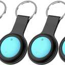 Smart Tracker Tags-4 Pack for iOS-Accurate Location Tracking-Waterproof & Compact Design-Long-Lasting Battery-Ideal for Keys, Luggage, and Pets (JWX-BlackF, 1 Pack) (BlueF, 4 PCS)