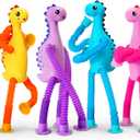 4Pcs Dinosaur Airplane Travel Toys for Toddlers Kid Boys Girls Year Old Ages 3+ Sensory Tube ADHD Autism Plane Road Trip Activities Essential Suction Cup Pop Dino Fidget Toys Autistic Gifts