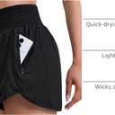 Women's Quick-Dry Running Shorts Athletic High Waisted Shorts for Women with Zipper Pockets Elastic Shorts (Black, S)