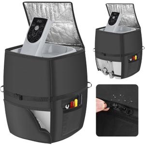 Hot Tub Spa Heater Pump Cover,18.9" D x 13" W x 18" H Waterproof 600D Oxford Fabric Aluminum Film Insulated Cover,Inflatable Hot Tub Spa Heater Pump,Easy Installation with Zipper,Black,Square