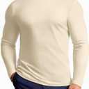 Vssjavun Mens Mock Turtleneck Long Sleeve Shirts Casual Slim Fit Undershirt Lightweight T-Shirt for Outdoor & Business (Small, Beige)