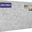 Large Cork Bulletin Board 48" x 36", Felt Pin Board, Silver Gray