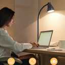BOHON LED Desk Lamp with USB Charging Port 3 Color Modes Dimmable Reading Light Intelligent Induction Auto Dimming Task Lamp Neck Flexible Table Lamp for Bedside Office, AC Adapter Include