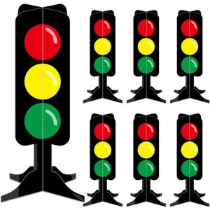 6 Pcs Traffic Light Racing Car Party Centerpieces 3D Cardboard Traffic Light Fast One Birthday Decorations for Racing Theme Birthday Party Photo Props Supplies(Rectangle,13.8 Inch)