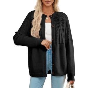 Dokotoo Cardigan Sweaters for Women 2025 Fall Outfits Long Sleeve Crochet Knit Sweaters L