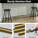 Bar Foot Rail Kit 4ft / 6ft / 8ft - Stainless Steel Complete Floor Standing Bar Foot Rest - Brass Gold Foot Rail System with Tubing, Wall Brackets, End Caps & Internal Connector