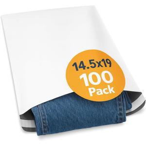 Poly Mailers 14.5x19 (100 Pack) 14x19 Polymailers Shipping Bags, Self-Sealing Mailing Envelopes 2.5 Mil. Made in Canada