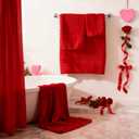 COZYART Lint Free Towel Sets 8 Pcs Red, Thick, Super Soft, Absorbent & Quick Dry Microfiber 3D Bubble Bathroom Daily Use Set with 2 Bath Towels, 2 Hair Towels, 2 Hand Towels, 2 Washcloths