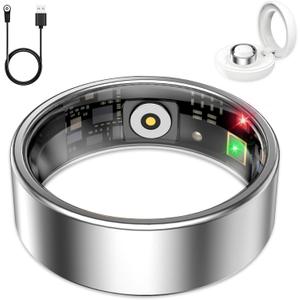 Smart Ring for Women Men, Sleep Tracker Ring, Waterproof Fitness Tracker Health Rings with Heart Rate Monitoring, Blood Oxygen, Stress Distance Calories Steps Tracking,No Subscription Fee(Silver,#11)