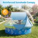 Kids Pool for Toddler, Foldable Kiddie Pool with Removable Canopy, Portable Baby Toddler Pool for Indoor Outdoor, Quick Setup No Tools, Easy Drain Non-Slip Splash Pool for Backyard & Travel (47in)