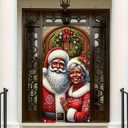3 x BlissYard Christmas Door Cover 71x35 Inch Santa Claus Couple Door Banner, Merry Christmas Winter Porch Sign with Santa and Mrs Claus, Holiday Entry Decor Indoor Outdoor Farmhouse Party Hanging Cover