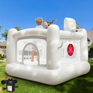 White Bounce House for Kids 2-8 Indoor Bouncy Castle with Pump Toddler Bounce House PVC Waterproof Materials Easy to Clean Outdoor Toddler Toys 68 x 68 x 58.2 inch White Bounce House for Kids 2-8 Indoor Bouncy Castle with Pump Toddler Bounce House PVC Waterproof Materials Easy to Clean Outdoor Toddler Toys 68 x 68 x 58.2 inch
