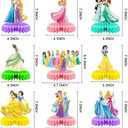 For Disne Princess Birthday Party Supplies, 9Pcs Honeycomb Centerpieces for Princess Party Decorations, Double Sided Table Decorations Centerpieces Party