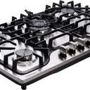 30 Inch Gas Cooktop DT57043 Built-in Stainless Steel 5 Burners Gas Stovetop LPG/NG Convertible Dual Fuel Gas Hob, 30 inches x 19.7 inches