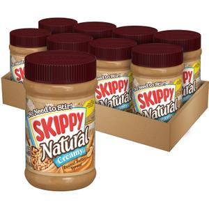 SKIPPY Natural Peanut Butter Spread, Creamy, 7 g protein per serving, 15 oz. (8 Pack) BBD: 06-13-26