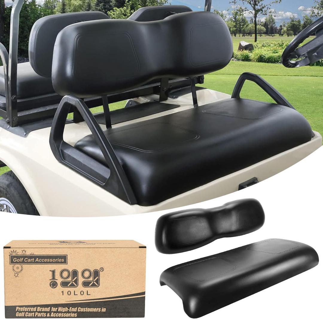 Deluxe Front Replacement Cushions for Club Car DS 2000.5-up, Backrest Golf Cart Front Seat Assembly, Factory Style Seat Bottom & Back Cushions Kit Waterproof (Seat Set - Black)