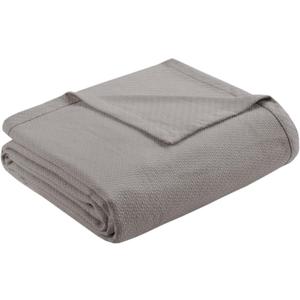 Madison Park Liquid Cotton Luxury Blanket Premium Soft Cozy 100% Ring Spun Cotton For Bed , Couch or Sofa, King, Gray