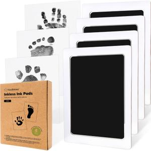 4-Pack Inkless Baby Hand and Footprint Kit - Mess Free Ink Pad for Newborn Keepsake, Dog Nose & Paw Print Kit, Clean Touch Ink Pad for Baby Hand & Footprints, First Mother's Day (Jet Black, L)