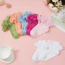 Zando Ruffle Socks for Girls 4-8 Years - Soft Cotton Lace Frilly Socks for Dress School Uniform (White, L)