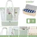 Bluboon Mesh Beach Tote Bag with Cooler Compartment Insulated Detachable Picnic Bag with Zipper and Pocket Pool Bag for Women