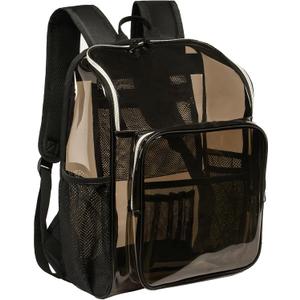 Clear Backpacks for School Large Clear Bookbag with Multi-Pockets PVC Transparent Backpack for College, Amber