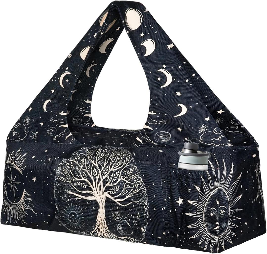 Yoga Mat Bag - Large Yoga Bag with Yoga Mat Strap, Zipper and Pockets - Yoga Bags and Carriers Fits All Your Stuff - Personalized Yoga Mat Bags for Women Fits Most Size Mats (30"x9"x11", Tree of Life)