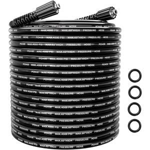 POHIR Pressure Washer Hose 100FT, Kink Resistant Power Washer Replacement Hose 1/4 Inch with M22 14MM Swivel, Lightweight Pressure Washer Extension Hose 4000 PSI