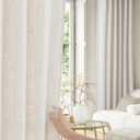 NICETOWN Linen Curtains 102 Inch Length 2 Panels Set for Living Room, 55" Wide Thick Flax Linen Blend Privacy Drapes Rod Pocket & Back Tab with Light Filtering for Bedroom/Farmhouse