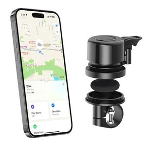 Bike Bell, Stainless Steel Bicycle Bell with Clear Loud Sound, Bluetooth Tracker for iOS Device Built-in Bells for Adults Kids, Sturdy Bell Fits 0.83'' - 1'' Handlebar for Mountain Road Bikes, Scooter