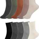 FGZ Women Thin Cotton Socks Soft Cozy Socks Cute Ankle Crew Socks 5 Pairs (33-multi&grey(10 Pairs))