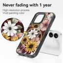 Compatible for iPhone 16 Case Cute - Durable Shockproof 6.6 ft Drop Impact Phone Case - Black Funny Sunflower Design for iPhone 16 6.1"
