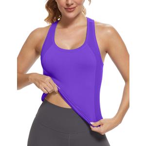 MathCat Workout Tops for Women Racerback Tank Tops Seamless Running Tank Tops Muscle Tank, Medium