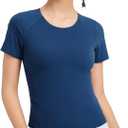 baleaf Women's Short Sleeve Workout Tops Yoga Shirts Stretchy Lightweight Athletic T-Shirts Gym Running Sports Tee (Blue, S)