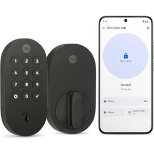 Yale Matte Black Keyed Deadbolt Smart Lock with Google Matter, YRD510-MT1-BLK