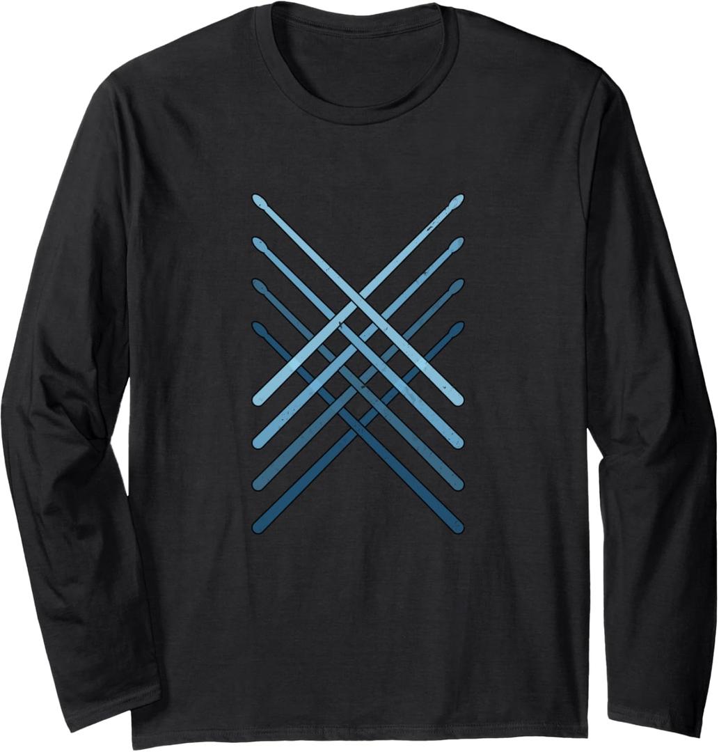 Drumsticks Logo Drummer Percussionist Drumming Long Sleeve T-Shirt