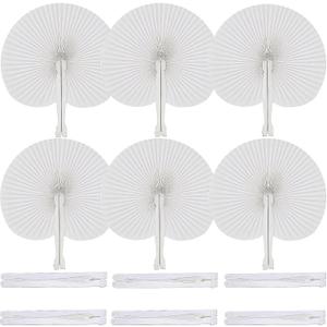 60 Packs Folding Paper Hand Fans Handheld,White Round Decorative Wedding Foldable Fans Chinese and Japanese Fans Bulk for Bridal Guest Church Party Favors Dancing Birthday DIY (60 PCS)