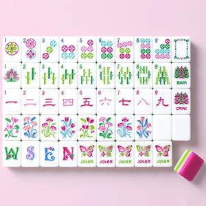 American Mahjong Tile Set, 160 Rose Pink 4-Layer Mahjong Game Set with 4 Dice with Pouch, Gift-Ready Storage Box, Mahjong Tile Set American, Mahjong Set American, Mahjong Tiles, Mahjong
