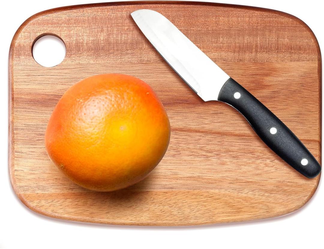 Small Acacia Wood Cutting Boards for Kitchen with Hanging  Mini Wooden Cutting Board for Vegetables, Fruit, Bread, Meat - BPA Free, 9" x 6.5"