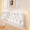 College Dorm Bed Bolster Pillow Long Reading Rectangular Headboard Pillow Backrest Support Cushion for Sitting in Bed Daybed Pillows Soft,White,Full/120 * 50cm