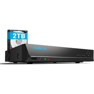 REOLINK 8CH Network Video Recorder for Home Security Camera System, Only Work with 16MP/12MP/4K/8MP/5MP/4MP REOLINK PoE IP Camera, 24/7 Recording to Pre-Installed 2TB Hard Drive, RLN8-410 (Black)
