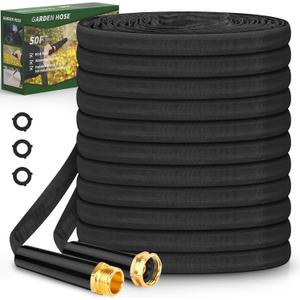 Non-Expanding Garden Hose 50FT, Lightweight & DurableWater Hose, No-Kink, Tough & Flexible Hose, Crush-Proof for Yard, Lawn, Outdoor, Car Wash, Marine and Camper