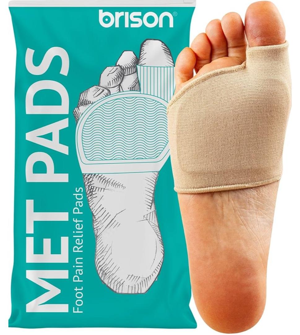 Brison Metatarsal Pads Ball of Foot Cushion for Men and Women - Gel Foot Cushions for Pain Relief Morton’s Neuroma Metatarsalgia Sesamoiditis Calluses - 1 Pair Beige L (M 14+, W 16+)